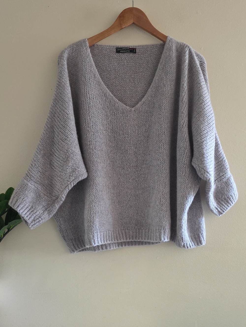 IMPORTATION D'ITALIE SIMONS Mohair & Wool Blend Oversized Knit Jumper PTP 33.5"